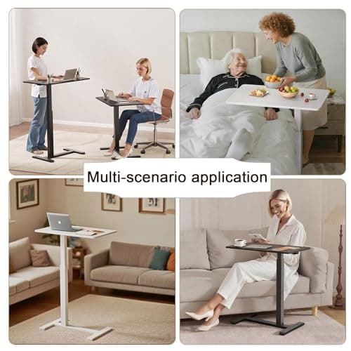 GallopFun Rolling Teacher Standing Desk with Hidden Wheels,Pneumatic Mobile Laptop Table Height Adjustable Small Sit Standing Desk for Home Office,White 7