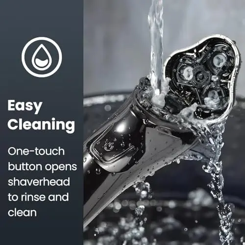 Electric Razor for Men Cordless: Wet/Dry Rotary Shaver Waterproof - USB Fast Charging & Sensitive Skin Care - Pop up Trimmer & Precision Blades 7