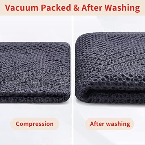 Homaxy 100% Cotton Waffle Weave Kitchen Dish Cloths, Ultra Soft Absorbent Quick Drying Dish Towels, 12 x 12 Inches, 6-Pack, Dark Grey 7