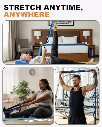 Trideer Stretching Strap for Physical Therapy, Non-Elastic Yoga Strap with 10 Loops, Durable Nylon Stretch Bands for Exercise, Pilates, Gymnastics, Leg Stretcher with Guidance 8