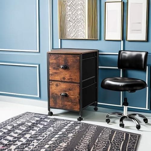 TOPSKY Mobile Fabric Vertical File Cabinet with Casters and Drawers for Letter Size File Folders(Rustic Brown, 2 Drawer) 6