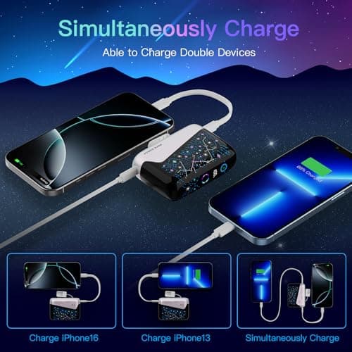 2026 "Galaxy" Portable Charger with Built in Cables, 12000mAh Portable Charger, Travel Essentials Power Supply 3A High Speed Power Bank for iPhone Samsung Pixel Moto - Gifts for Your Family & Friends 5