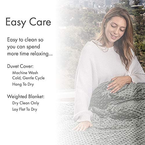 RELAX EDEN Adult Breatheable Cotton Weighted Blanket with Removable Navy Duvet Cover, 60 x 80 Inch, 15 Pounds, Made w/Polyester and Glass Beads, Grey 5