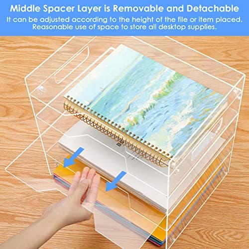 MaxGear 5-Tier Acrylic Paper Tray, Clear Desk Organizer, Stackable File Trays for Office, Acrylic Letter Tray, Paper Organizer for Desk, Office Accessories 5