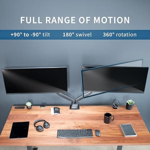 VIVO Premium Aluminum Heavy Duty Dual Monitor Arm for Ultrawide Monitors up to 40 inches and 24 lbs Each, Desk Mount Stand, Pneumatic Height, Max VESA 100x100, Black, STAND-V202Q 5