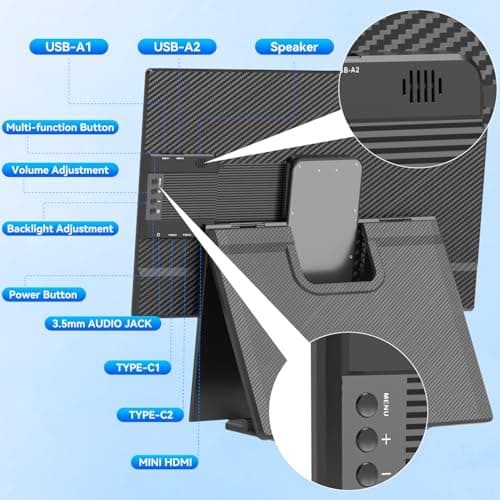 Portable Monitor 24" 100Hz for Work Home Office Game, 1080P FHD IPS Laptop Screen Extender with Rotating Stand & VESA, Laptop Monitor Extender USB-C HDMI Plug-Play for Mac Windows PS Switch Xbox Phone 9