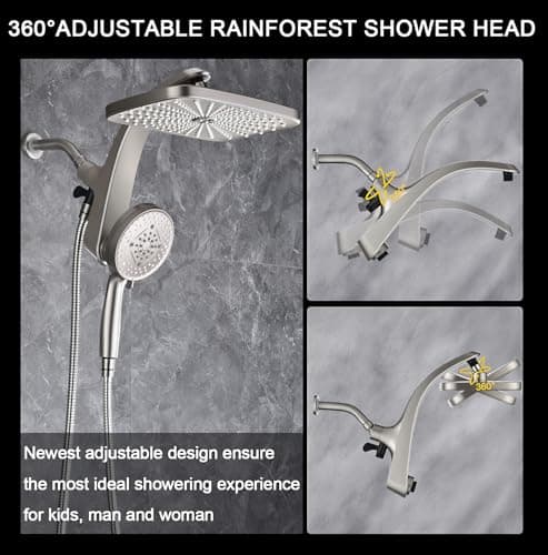 High Pressure Rain Shower Head: Upgrade Shower Heads with Handheld Spray Combo with Fixed Showerhead and 10 Sprays Handheld Shower Head, Detachable Showerheads Built-in Magnetic Docking and Power Jets 6