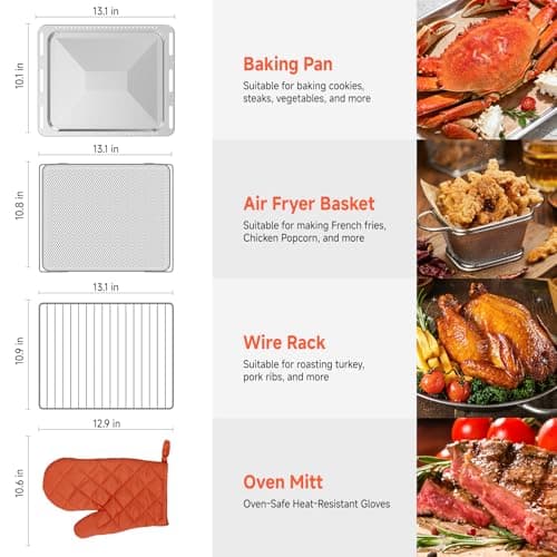 OUNIN 24L Steam and Air Fryer Combo Countertop Oven,11-in-1 Convection Baking and Steam,Bake,Broil,Dehydrate,304 Stainless Steel,Fast Cooking with Precise Electronic Temperature Control,for Gifting 6