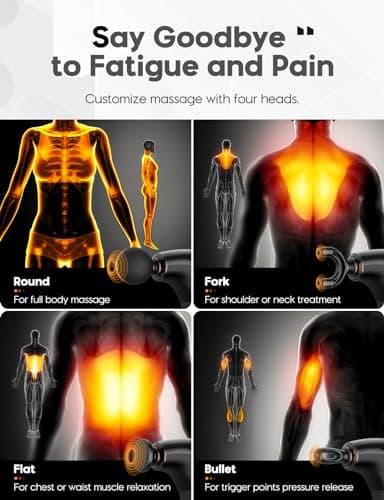 FVZ Massage Gun with Upgraded Extension Handle, 10MM Massage Gun Deep Tissue, Back Massager, Muscles/Neck/Shoulders/Waist/Legs Massager Portable for Pain Relief, Best Gifts for Women Men 5