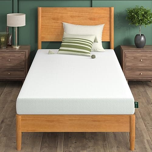 Zinus 6 Inch Green Tea Memory Foam Mattress, 75" x 30" (Narrow Twin), Fiberglass Free, Patented Custom Contour Support, Sturdy Base Foam, CertiPUR-US Certified, Mattress in A Box, White