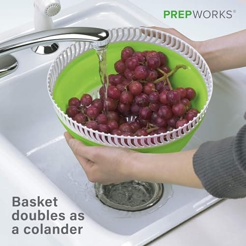 PrepWorks 3 Qt Collapsible Salad Spinner – Space-Saving, Easy-to-Use, BPA-Free, for Quick Salad Washing & Drying, Dishwasher Safe 5