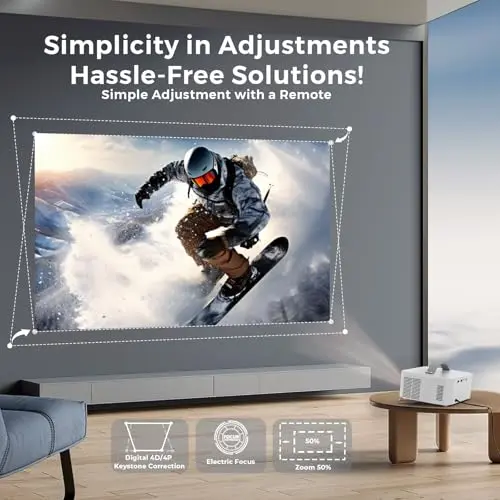 [AI Movin 2.0 OS/2000 ANSI/Official-Apps] Outdoor-Projector-4k with WiFi and Bluetooth, 35W DoIby Audio, AI Auto Focus with HDR10+, Lisowod 4k Support Portable Smart Proyector Compatible with Netflix 6