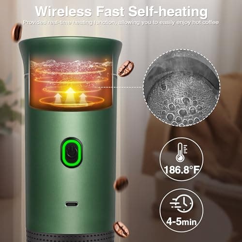 Tinkerty Portable Electric Espresso Machine, Portable Coffee Maker for Travel, Self-Heating Car Espresso Maker, Compatible with Ground Coffee & NS Capsule for Camping, RV, Travel, Office 5