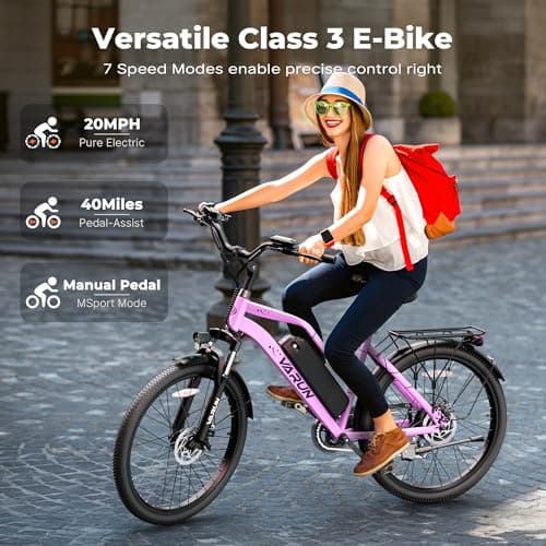 Varun Electric Bike for Adults - 500W Electric Bicycle Up to 40 Miles, Removable Battery, 7-Speed, and Shock Absorber, Stylish 26" Ebike Suitable for Commuting& Leisure 6