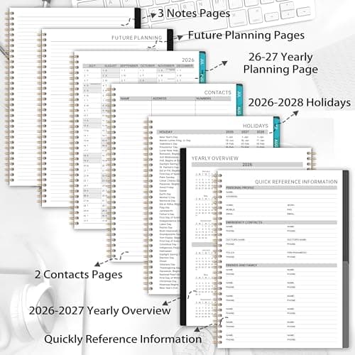 Appointment Book 2026-2027 - Planner 2026-2027, 9" x 11", July 2026 - June 2027, Daily Hourly Planner with 30-Minute Interval, Weekly & Monthly, Colorful Monthly Tabs, Inner Pocket - Black 5