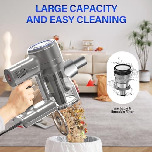 AKAVAC Corded Stick Vacuum Cleaner, 25Kpa Powerful Stick Vacuum, 2 in 1 Vacuum Cleaners,1.2 L Dust Cup, Corded Handheld Vacuum Pet for Hair, Short-Pile Carpet, Hardfloor (Dark Blue) 7