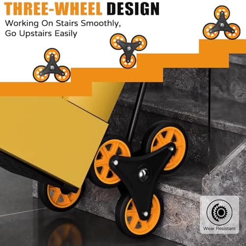 Stair Climber Hand Truck Dolly,Heavy Duty Stair Climbing Cart 440 Lbs Capacity,2 in 1 Dolly Cart with Telescoping Handle,12.2" X 11.6" Nose Plate and 6 Rubber Wheels for Moving 4