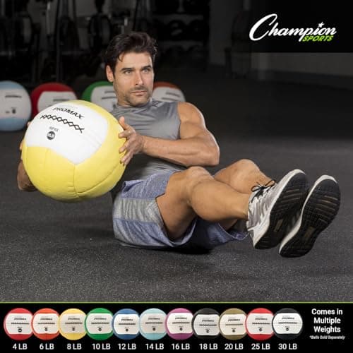Champion Sports RPX4 Rhino Promax Slam Balls, 4 lb, Soft Shell with Non-Slip Grip, Medicine Wall Exercise Ball for Weightlifting, Plyometrics, Cross Training, & Home Gym Fitness 9