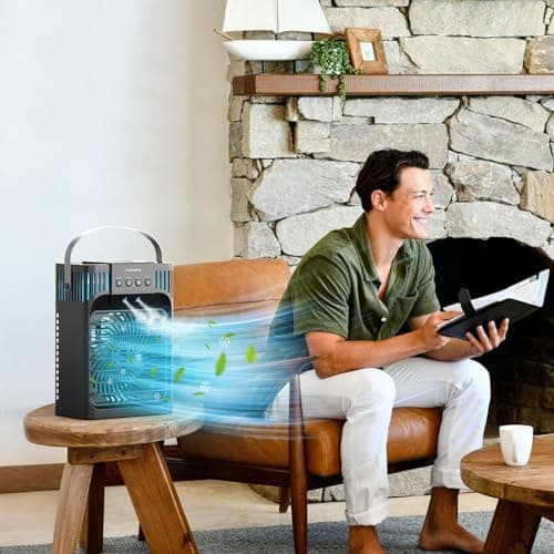 Portable Air Conditioner, LEAEYFE 3 Higher Speeds With 1200ml Extra Large Water Tank, 7 Color Lights 2/8 Hour Timer, 120° OscillatingCooling Fan For Desk, Home, Bed and Living Room 8