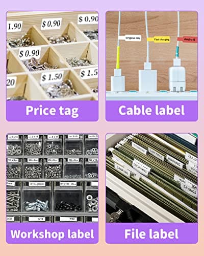 Phomemo D30 Label Makers, Bluetooth Mini Label Maker, Sticker Maker Machine Ideal for Home Office Organization Inkless Thermal Printer Multiple Font Styles & Templates Purple 6