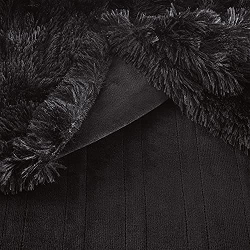 Serta Mila Shaggy Heated Throw Blanket - Soft Faux Fur Heated Blanket, Fast Heating, Auto Shut Off Timer, Low EMF, 5 Heat Setting, ETL Certified, Machine Washable Electric Blanket, Black 50"x60" 7