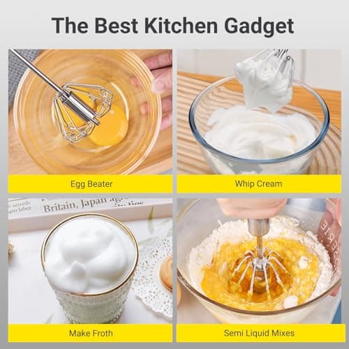 Egg Whisk, Upgraded Stainless Steel Semi Automatic Whisk,Hand Wisk Egg Beater Easy to Use for Making Cream, Blending, Whisking, Beating & Stirring (12 Inch) 7