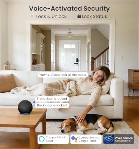Veise VE012W Built-in WiFi Fingerprint Smart Lock, App Remote Control, Compatible with Alexa & Google Assistant, Keyless Entry for Front Door, Digital Keypad Deadbolt, Auto Lock, Matte Black 5