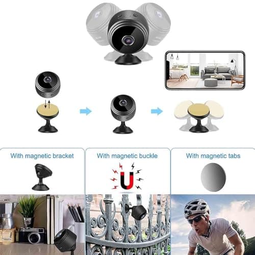 MENMING Miniguard Security Camera, Pixielens Pro Security Camera, Miniguard Cam, Hidden Camera, Night Vision Motion Detection Security Covert Cameras, 1080p IP HD Build-in Battery for Home. (B) 6