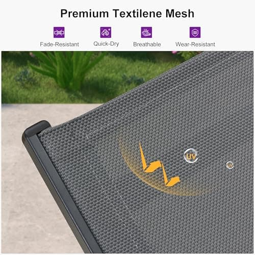 PURPLE LEAF Outdoor Chaise Lounge with Wheels for Outside 2 Pieces Aluminum Patio Lounge Chair with 5 Adjustable Position Recliner for Patio, Beach, Yard, Pool, Side Table Included, Grey 6