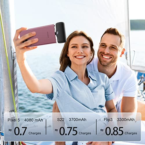 iWALK Small Portable Charger, 4,800mAh 18W PD Fast Charging Power Bank with Built-in USB-C Connector, External Mini Battery Pack for Samsung Galaxy S25/S24/S23, Android, iPhone 15/16/Pro/Max, Black 5