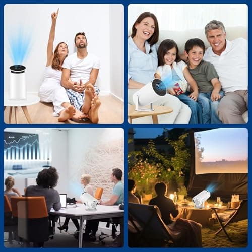 Mini Projector with WiFi and Bluetooth, 4K 1080P Support Portable Projector, 170 ANSI, 180° Rotatable, Auto Keystone Correction, 40"-130" Screen Video Projector for Laptop/PC/Smartphone 5