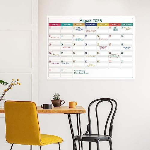 Large Dry Erase Calendar for Wall - Undated Dry Erase Calendar, Erasable Laminated Calendars for Wall with 8 Round Stickers, 40" x 28", Monthly Calendars for Office, Home, Classroom - Colorful 9