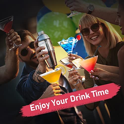 Cocktail Shaker 24oz Martini Shaker Drink Shaker Bar tools with Built-In Strainer for Bartender, Professional 18/8 Stainless Steel Margarita Mixer for Mixed Drinks 6