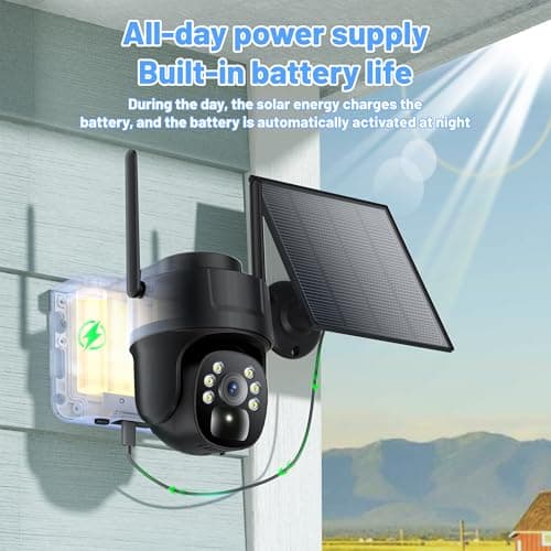 KKB 4G LTE Cellular Security Camera, No WiFi Security Camera Outdoor Built-in SIM Card Unlimited Data Plan, Solar Powered, 2K Wireless Cam Color Night Vision, PIR Motion Sensor, 355° View, 2 Way Talk 7