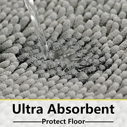 BOANKODU Bathroom Rugs Sets 2 Piece, Extra Soft Chenille Bath Mat Absorbent Bathroom Rug, Bathroom Mat with PVC Non-Slip Bottom, Machine Washable Bath Rugs (32x20 Inch + 24x16 Inch, Light Grey) 6