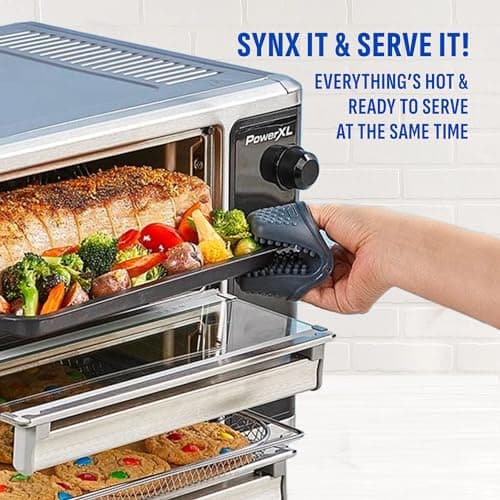 PowerXL SmartSynx Dual Door Air Fryer Oven, Cook Different Food at the Same Time, 10 Cooking Functions including Bake, Broil, Toast, Roast & More, Great for Family Meals, Stainless Steel 7