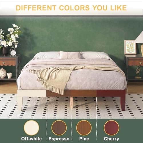 Natulliy Queen Bed Frames,Wood Platforms Bed with Wooden Slats Support,No Box Spring Needed,Easy Assembly,Queen,Pine 5