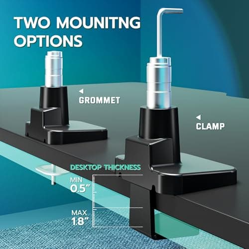 ARES WING Heavy Duty Single Monitor Arm - Gas Spring Aluminum Monitor Mount for 24"-57" Ultrawide Screens up to 66 lbs with Clamp/Grommet Desk Mount, 75/100/200 Vesa Mount, Black 8