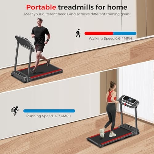 Portable Treadmill with Handle, 3.0HP Walking Pad Treadmill, Electric Compact Treadmills,Treadmills for Home Small Space with 12 Preset Programs, Walking Pad with Handle,300 LBS Capacity 7