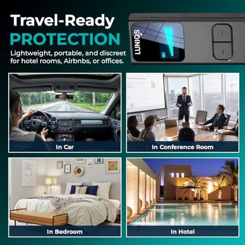 LUNİQS Hidden Camera Detectors -2026- Hidden Bug and Camera Detector & Spy Camera Finder, GPS Tracker Detector, RF Detector & Bug Detector (Laser + LCD Screen) for Travel, Home & Office Security 6