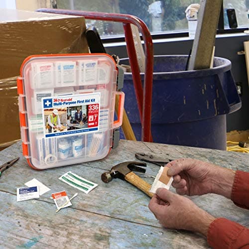 24/7 First Aid OSHA Compliant First aid Kit, All-Purpose 100-Person Emergency First Aid Kit for Business, Home, and Car in Plastic Case with Easy-Slide Latches, 336 Pieces 7