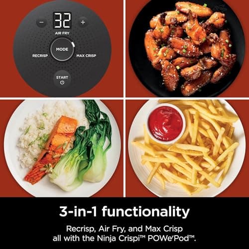 Ninja FN100WH Crispi Air Fryer, Microwave, Freezer & Dishwasher Safe, Non Toxic Glass Portable Cooking System, 4 QT & 5 Cup Glass Containers with Storage Lids, Easy Meals, White (Renewed) 8