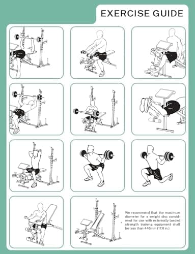 OPPSDECOR 900LBS Weight Bench Set with Squat Rack Preacher Curl Weight Bench with Leg Extension Bench Press Set Workout Bench for Home Gym Full Body Workout 8