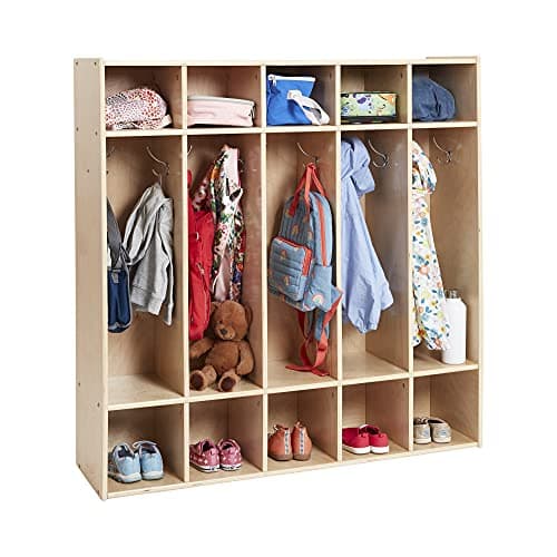 ECR4Kids Streamline 5-Section Coat Locker with Cubby Storage, Classroom Furniture, Natural 13