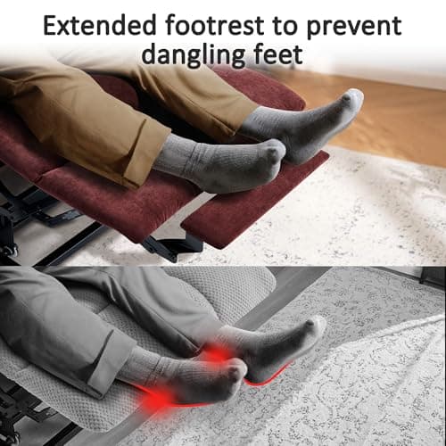 MCombo Power Lift Recliner Chair with Extended Footrest for Elderly People, Fabric 7287 (Burgundy, Medium) 5