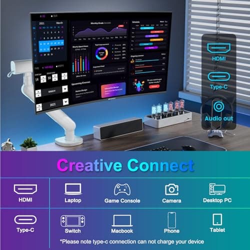 SANSUI Curved Monitor 24 inch 100Hz USB Type-C Computer Monitor with Built-in Speakers- MPRT 1ms,Adaptive Sync,HDR,1500R,VESA 75x75mm Compatible, for Home and Office(ES-24C1) 5