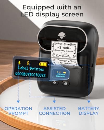 Phomemo M110 Label Makers - Barcode Label Printer Bluetooth Label Maker Portable Thermal Printer for Small Business, Address, Barcode, Logo, Clothing, Mailing, Sticker Printers for Phone & PC, Black 6