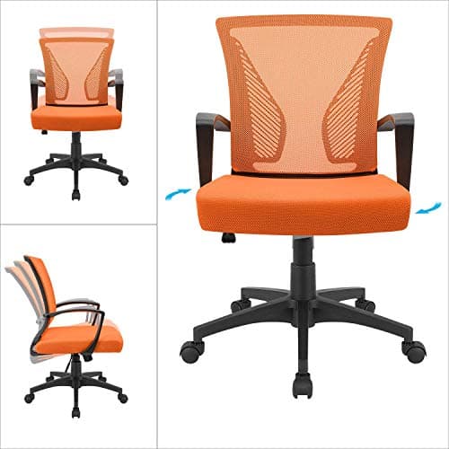 Furmax Office Chair Ergonomic Computer Desk Mesh Chair Mid Back Swivel Lumbar Support with Armrest (1, Orange) 6