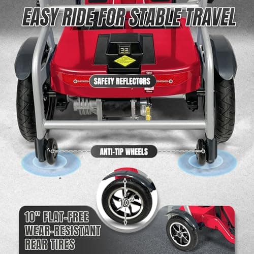 ZiiLIF R3b-Mobility Scooters for Seniors Adults Ultra Lightweight 37.5 Ibs Electric Powered Folding 4 Wheel Mobility Scooter with Cup Holder, Compact & Convenient for Travel Airline Approved, Red 8