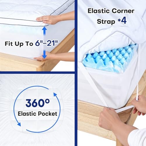 4 Inch Dual Layer Queen Mattress Topper, Cooling Gel Memory Foam for Back Pain & Pressure Relief, CertiPUR-US Certified Mattress Pad 6